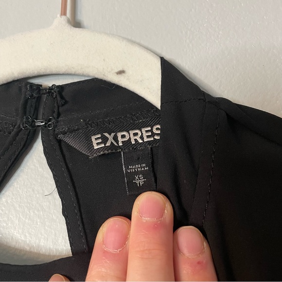 Express Mock Neck Business Casual Sheer Floral Lace/Crochet Accent Blouse XS - Picture 3 of 7